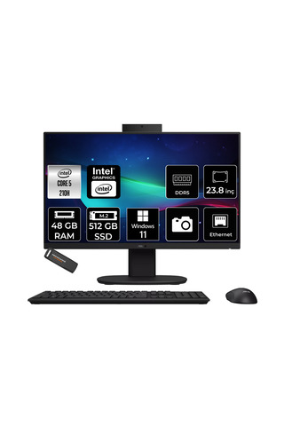 ASUS V440 Intel Core 5 210H 48GB 512GB SSD 23.8" FHD 100Hz W11P All in One Bilgisayar & PER4 USB