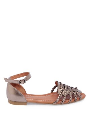 Tergan Platin Hakiki Deri Kadın Sandalet - K25Y1SN67955-O1U