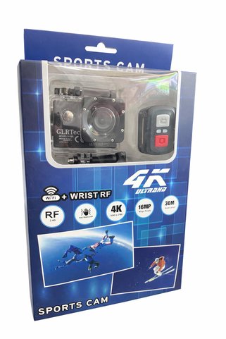 GLR 4K WiFi Aksiyon Kamera Kumandalı 16MP 30M Su Geçirmez Ultra HD Spor Kamera (Wrist RF Kumanda)