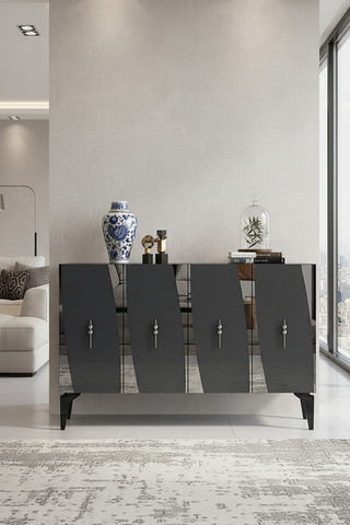 zetuna home KA1213AS KONSOL, ÇOK AMAÇLI DOLAP, KAHVE KÖŞESİ VE TV SEHPASI ANTRASİT-SILVER 120cm