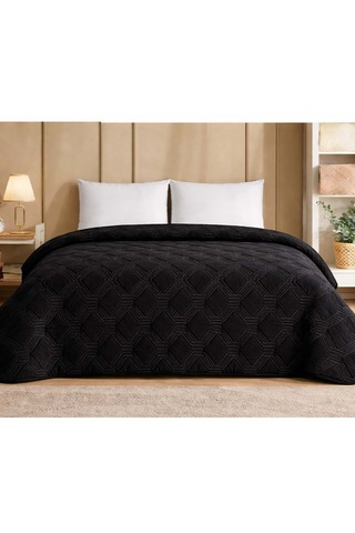 Özdilek Trendy Embos Çift Kişilik Battaniye (220x240)-Art Deco Jet Black