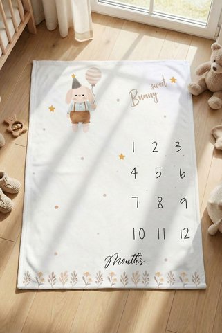 Kanz Bebek Anı Battaniyesi 100x150 cm - Bunny Sweet