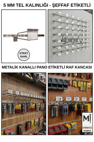 Manken İstanbul 25 Cm - 20 Adet Galvaniz Etiketli Kanallı Pano Kancası Raf Askısı