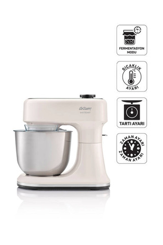 Arzum AR1190 Gastroart Stand Mikser 1500W, 12 Hız Ayarı, Dahili Tartı ve Fermentasyon Özelliği, Krem