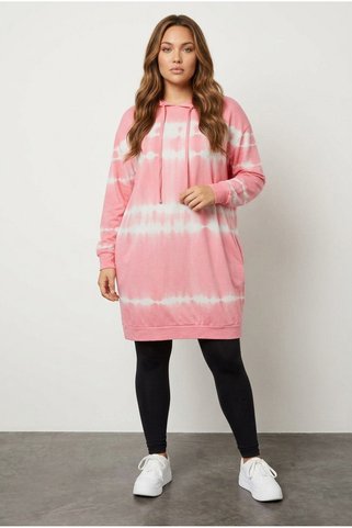 Stil Diva Büyük Beden Batik Desenli Uzun Kollu Cepli Kapüşonlu Pamuklu Sweatshirt 302208