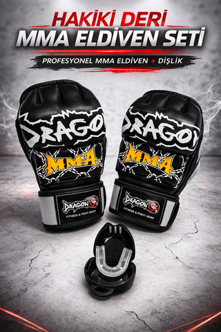 Dragondo MMA Eldiven ve Dişlik Seti – Profesyonel MMA Eldiven + Dişlik Kick Boks Antrenman Giftoom