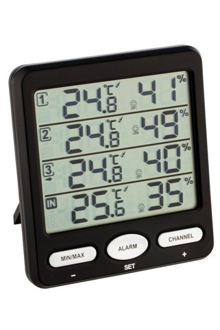 TFA Dostmann 30.3054 telsiz termo-higrometre klima monitörü (pillerle birlikte siyah)