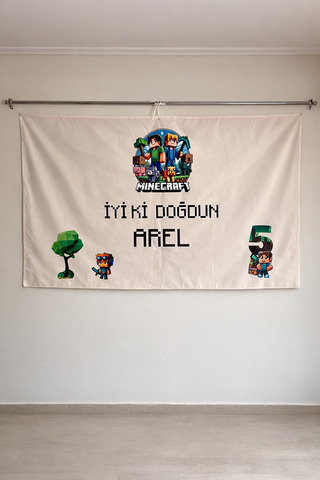 Lafesta Atelier Minecraft Doğum Günü Kanvas Pano