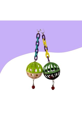 Miçiko 2Li Renkli Çıngıraklı Kuş Top Oyuncak 7Cm