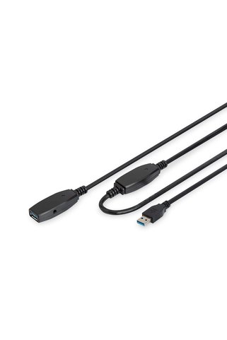 Digitus Aktif USB 3.0 Uzatma Kablosu - 10 m - 5 Gbps Aktarım Hızı - Tak ve Çalıştır - Hotswap - LED