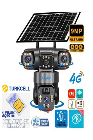 O-KAM Okam 6060 4G 6Mp Dual Lens - Solar Panel - Sim Kart Destekli - Ptz Kamera