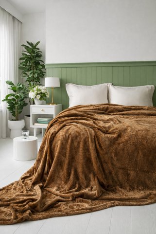 BED LİNE Moon Wellsoft Battaniye 200x220 Kahve