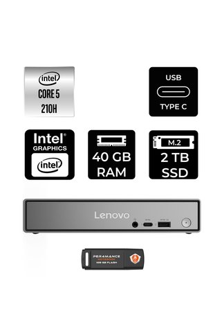 LENOVO ThinkCentre Neo 50q Gen 5 Intel Core 5 210H 40GB 2TB SSD FDOS Mini Masaüstü Bilgisayar