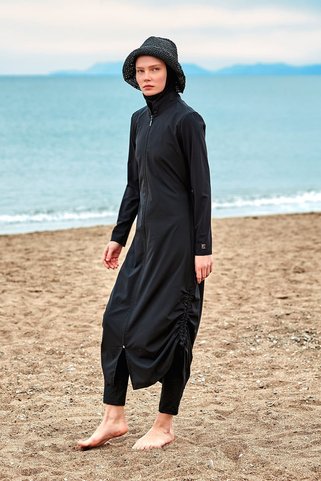 Marina Paraşüt Siyah Tam Kapalı Tesettür Mayo M2415