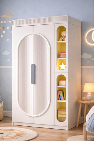 Setay Dolap, Athena 2 Kapaklı Ledli Kitaplıklı Gardırop