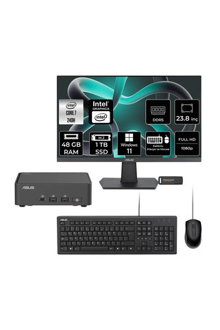 ASUS NUC 15 Pro Slim Intel Core 7 240H 48GB 1TB SSD 23.8" FHD W11H Mini Masaüstü Bilgisayar