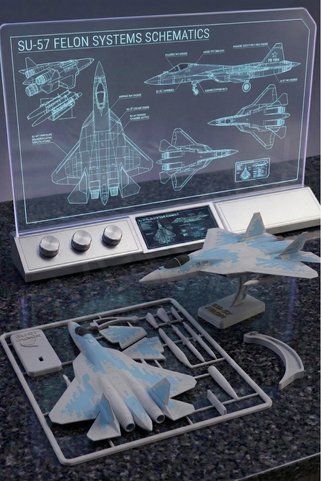 SU-57 Yapboz Uçak Modeli ve Standı Bir Arada - Evde Kurulum İçin Özel Tasarım