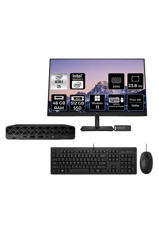 HP EliteDesk 8 Mini G1i AI Intel Core Ultra 5 225 48GB 512GB SSD 23.8" W11H Mini Masaüstü Bilgisayar