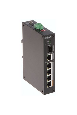 DAHUA PFS3106-4ET-60-V2, 4 Port, Megabit, PoE 60W, 1 Port Gigabit Uplink, 1 Port Gigabit SFP,
