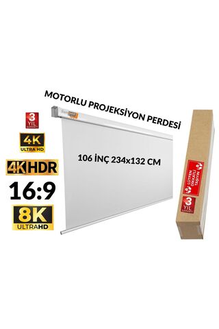 sanper 234 x. 132 Motorlu Projeksiyon Perdesi 4K 8K 16:9 Format