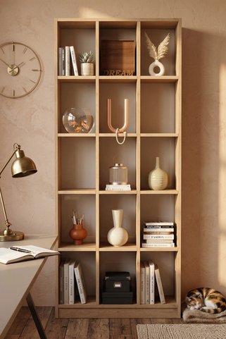 Yurudesign Liora Geniş Kitaplık 15 Raflı 180cm Sepet LI2-S