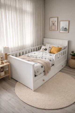 Koza %100 MDF Stella Beyaz 90*190 Yavrulu Kapitone Karyola