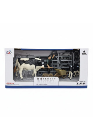 TUFY TOYS ÇİFTLİK HAYVANLARI FİGÜR SETİ- ÇİFTÇİ / iNEK VE BUZAĞISI MODEL HAYVAN OYUNCAK