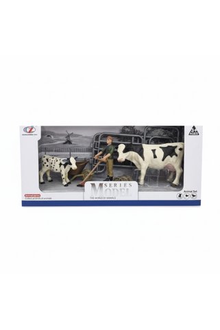 TUFY TOYS İNEK AİLESİ VE ÇİFTÇİ FİGÜRÜ OYUN SETİ- MODEL HAYVAN SERİSİ