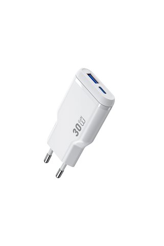 WIWU Wi-G033 Essen Slim Serisi GaN Tech PD Hızlı Şarj Özellikli Şarj Başlığı 30W Beyaz