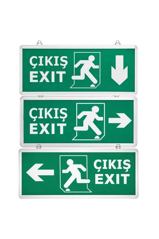 ENFE Şarjlı LED Sağ - Sol - Aşağı Yön Acil Çıkış Armatürü Exit Tabelalı 3'lü