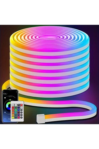 Yenimiyeni 3 Metre Neon Led Işık Kumandalı Esnek Dekoratif Ortam ve Oda Aydınlatması