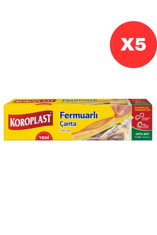 Koroplast Fermuarlı Çanta Orta Boy 20cm*18 Cm X5