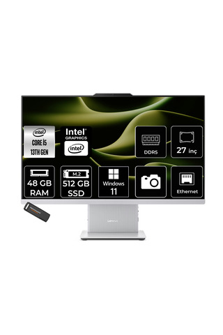 LENOVO IdeaCentre 27IRH9 i5 13420H 48GB 512GB SSD 27" FHD W11P Gri All in One Bilgisayar