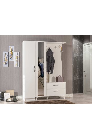 Abre vm-34342 BEYAZ VESTİYER PORTMANTO AYAKKABILIK