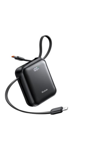 Mcdodo MC-8620 10000mAh 22.5W PD Hızlı Şarj Dahili Kablolu Powerbank Siyah (Type-c / Lightning)