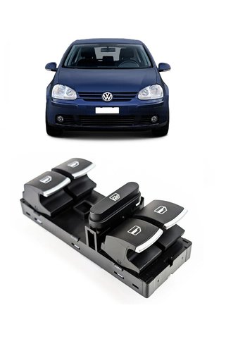cme parts Vw Volkswagen Golf 5 Mk5 2004-2008 Uyumlu Ön Sol Kapı Dörtlü Cam Açma Düğmesi Krom Detaylı 5K4959857