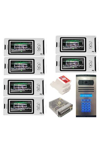 ÇağatayElektrik 6 DAİRE NTS 2001-B 4,3'' GÖRÜNTÜLÜ DİAFON BEYAZ-8003 TUŞ TAKIMLI ŞİFRELİ ZİL PANELLİ SET