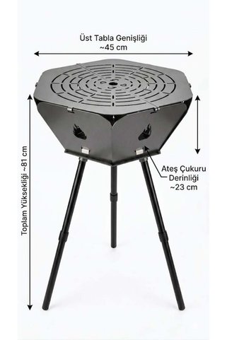 Çadır Dünyası Kamp Ekipmanları Çadır Dünyası Ayarlanabilir Ayaklı Kamp Ateşi ve Barbekü Seti - 45 cm Genişlik, Teleskopik Yükseklik