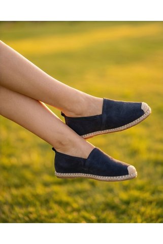 futsi shoes GARDENIA Lacivert Süet Dokulu Hakiki Deri Espadril