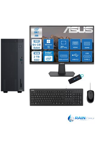 ASUS Expertcenter P500MV Core 7-240H 64 GB RAM DDR5 2 TB SSD WİN11PRO 27'' MONİTÖR C72408512B0D27RNP