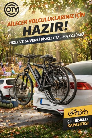 OTY 2 Bisiklet Taşıma Aparatı Yeni Nesil Tüm Araçlara Uyumlu (Suv-Sedan-Hacback-Hafif Ticari )