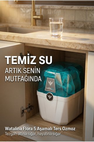 watalina Su Arıtma Cihazı Flora Pompasız Tezgah Altı 2.2 Galon (8 LİTRE) Tanklı Ekonomik Ve Sessiz Çözüm