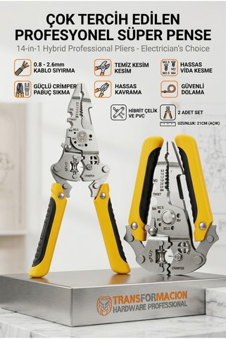 Transformacion 14'ü 1 Arada Katlanabilir Kablo Soyucu Pense | Hibrit Çok Amaçlı Pense 723067