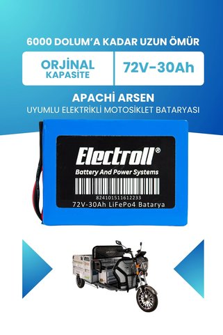 ELECTROLL Apachi Arsen Batarya (Standart Kapasite) LiFePO4 72V 30Ah Elektrikli Motosiklet Bataryası