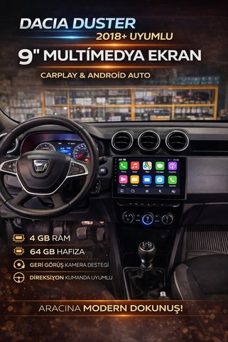 Grade Power DACİA DUSTER (2018+)ANDROİD EKRAN MULTİMEDYA SİSTEMİ 4GB RAM 64 GB HAFIZA CARPLAY NAV. YOUTUBE