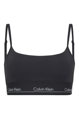 Calvin Klein Kadın Hızlı Kuruyan Kumaş Düşük Destekli Beli Elastik Bantlı Dar Kesim Siyah Spor Sütyen