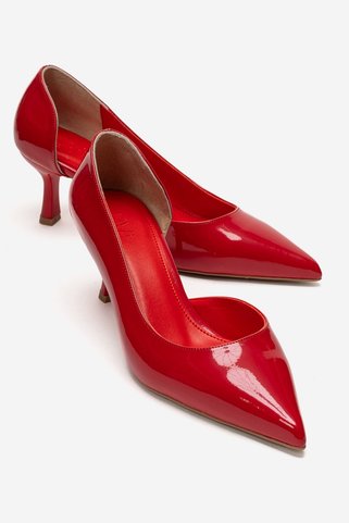 LuviShoes AREL Kırmızı Rugan Kadın Topuklu Ayakkabı