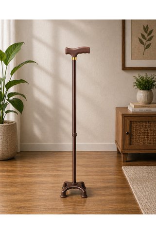 hediyeconcepti Metal 4 Ayaklı Ayarlanabilir Destek Bastonu T Saplı Ergonomik Kaymaz Taban 102 Cm