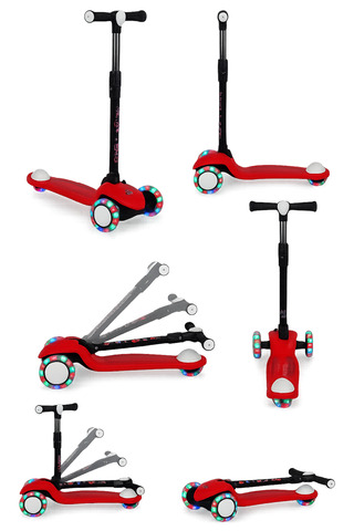 POZART Scooter Yeni PRO 3tekerli Led Işıklı 3kademeli 50kğ Taşıma Kapasiteli 3+Yaş
