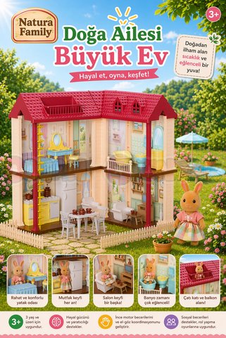 Doğan Oyuncak Dünyası Doğa Ailesi Villa Evi Oyuncak Ev - Tavşan Ailesi Oyun Evi Tavşan Tatil Evi Sylvanian Evi